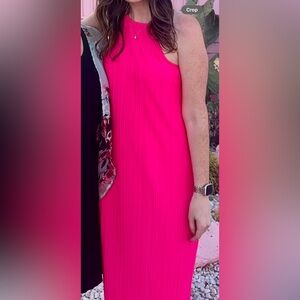 A New Day Vibrant Pink Halter Dress